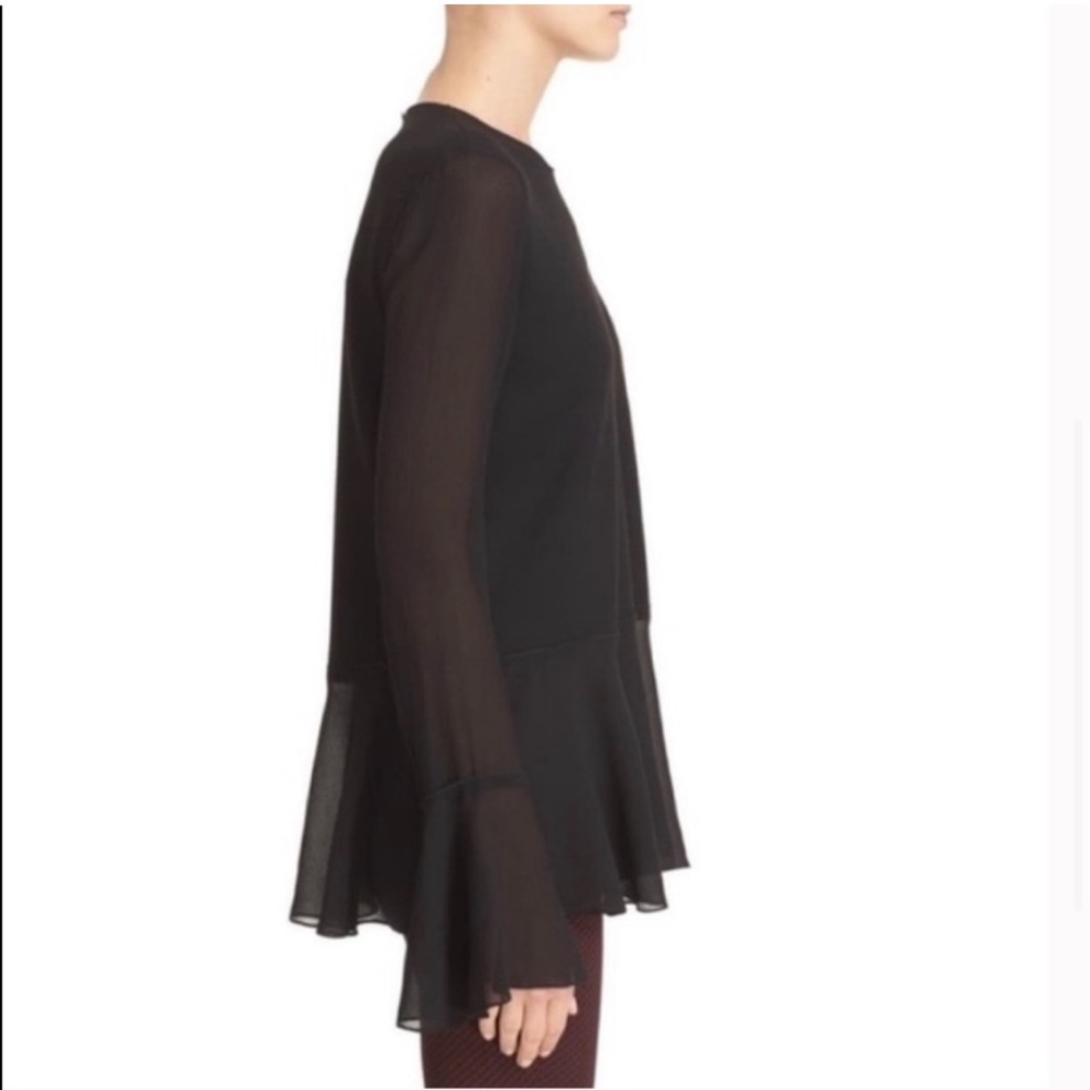 Theory Long Sleeve Blouse with Silk Peplum Hem size Large - Picture 4 of 16